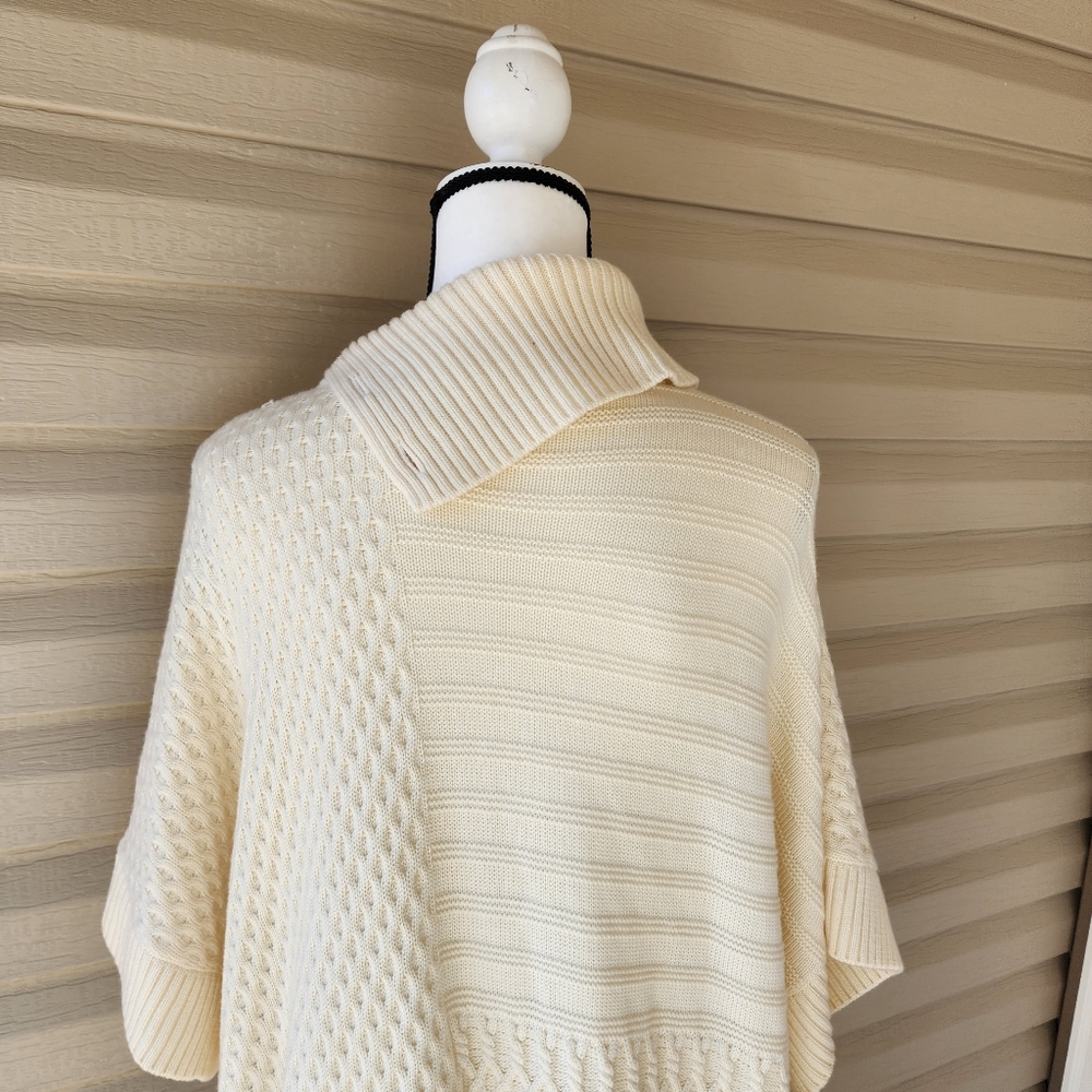 Talbots ivory knit wool blend poncho cape - Picture 10 of 12